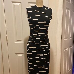 Stylish Black and White Sleeveless Dress